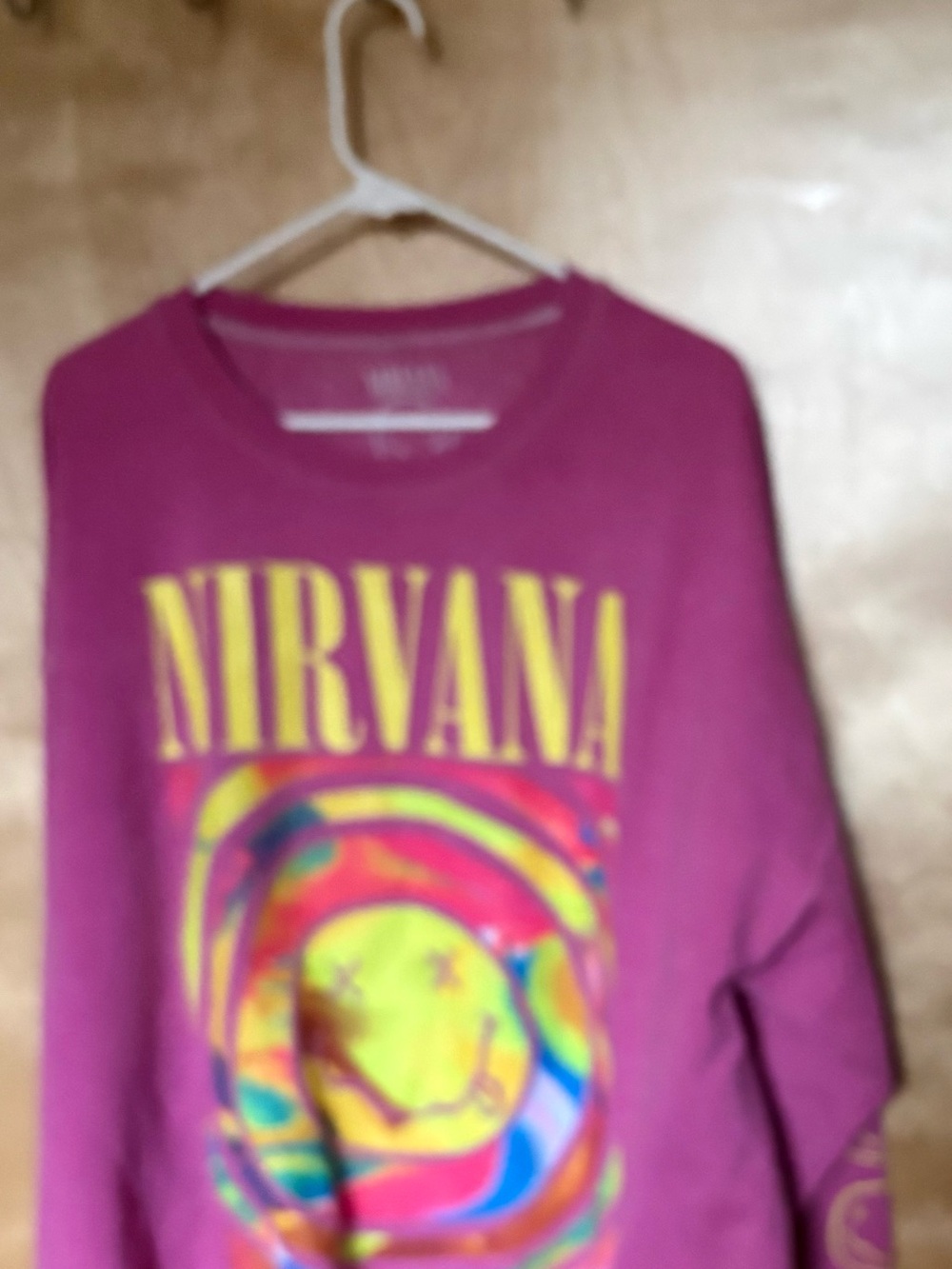 Vintage Nirvana Women’s S/M Pink Graphic Tie Dye Sweatshirt Y2K Rock-Band Grunge